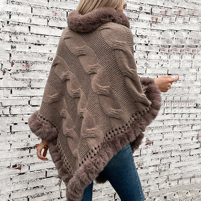 Poncho Suéter Grueso Trenzado con Cuello Alto - Image 2