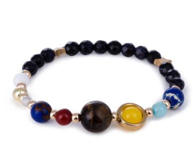 Pulsera de Cuentas de Piedra Natural Sistema Solar Ocho Planetas Galaxia Universo Estrella Guardiana - Image 5