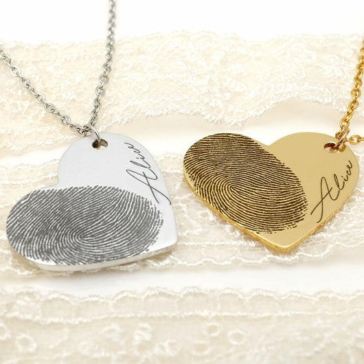 Collar Personalizado con Huella Dactilar y Nombre en Corazón - Image 4