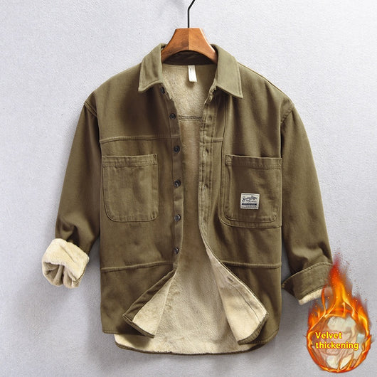 Chamarra de Trabajo Casual para Hombre con Forro de Algodón y Terciopelo - Image 4