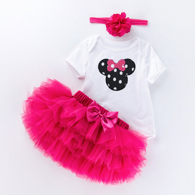 Mono Corto de Algodón Estampado Rosa Rojo para Bebé - Image 23