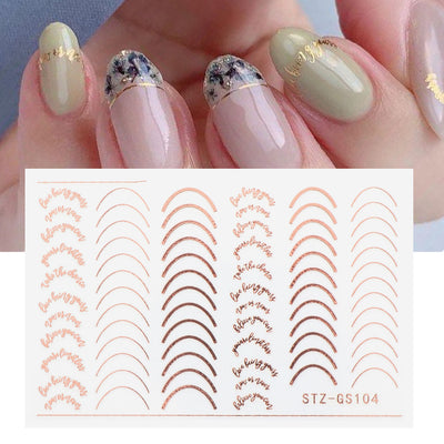 Pegatinas de Uñas Adhesivas Estilo Francés en Oro y Plata - Image 2
