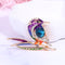 Handmade woodpecker crystal glass brooch Morado