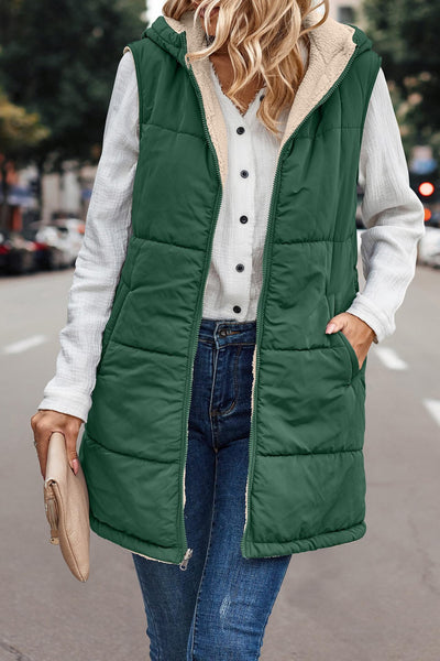 Chaleco Cardigan Reversible Slim Fit Elegante con Capucha - Image 10