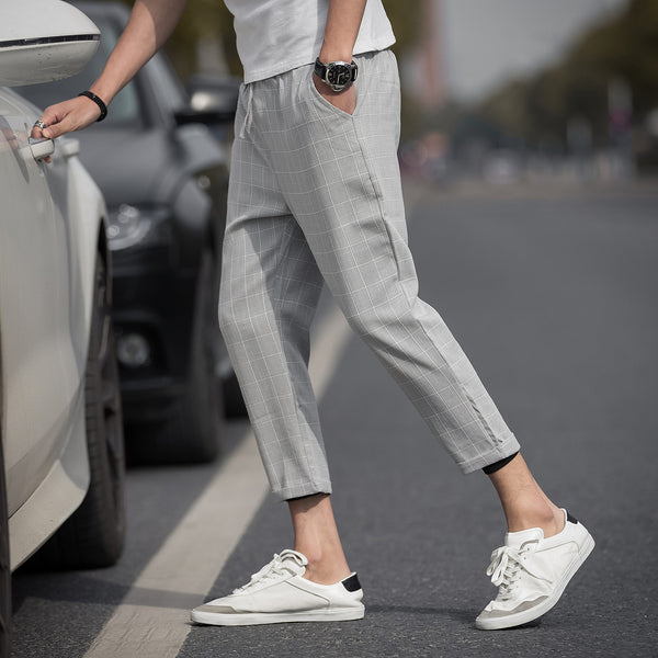Pantalones casuales a cuadros para hombre
