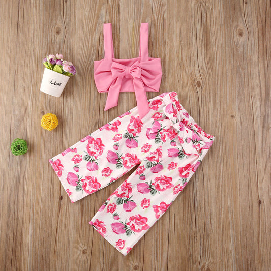 Conjunto Infantil Estampado Floral - Top Tubo y Pantalón Corto