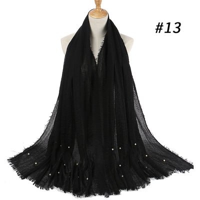 Pañuelo de Algodón y Lino Arrugado Monocromático - Image 30