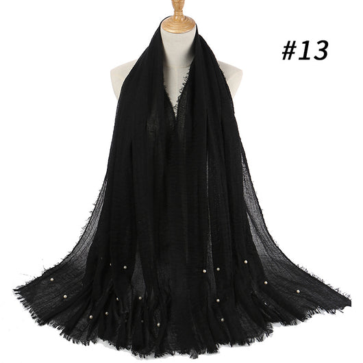 Pañuelo de Algodón y Lino Arrugado Monocromático - Image 30