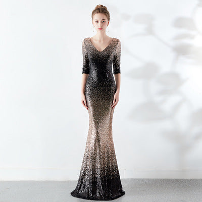 Vestido Ajustado Cola de Pez con Lentejuelas - Image 26