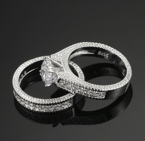 Anillos de Compromiso con Diamantes - Juegos de Joyas Europeos y Americanos - Image 4