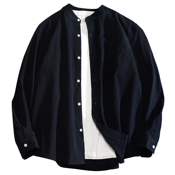Camisa Manga Larga Algodón y Lino para Hombre - Primavera y Otoño