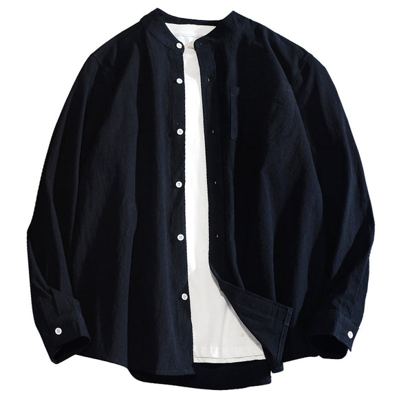 Camisa Manga Larga Algodón y Lino para Hombre - Primavera y Otoño