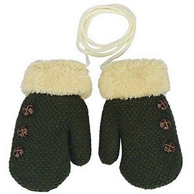 Guantes Infantiles de Punto con Forro de Terciopelo y Cordón
