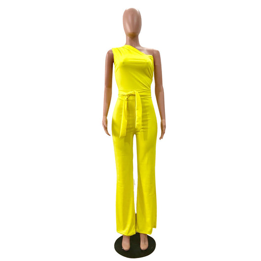Jumpsuit con Hombros Inclinados Asimétrico - Image 17