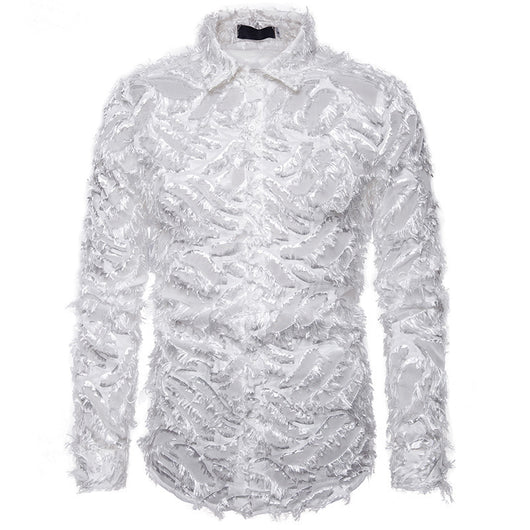 Camisa de Hombre con Borlas de Pluma en Solapa - Image 8