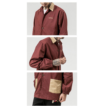 Chaqueta Casual Holgada Estilo Chino Retro con Botones - Talla Grande Hombre - Image 5
