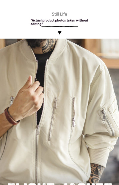 Chaqueta Piloto Blanca Casual de Nylon Ligero Estilo Béisbol - Image 15