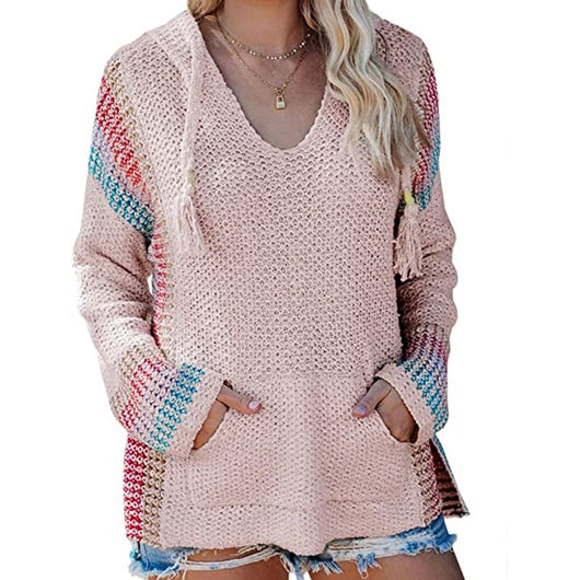 Sudadera Suelta con Capucha y Rayas de Colores - Image 7