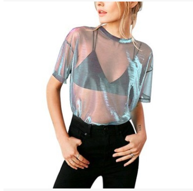 Blusa Casual Transparente de Malla Estilo Europeo - Image 6