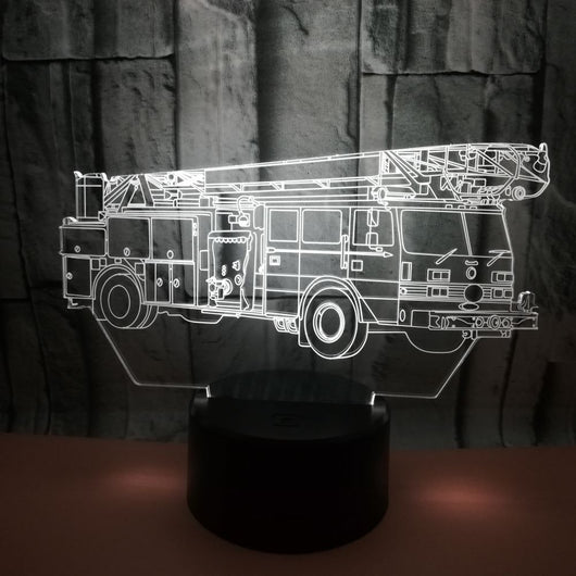 Lámpara 3D Camión de Bomberos con Luz Táctil Multicolor - Image 3