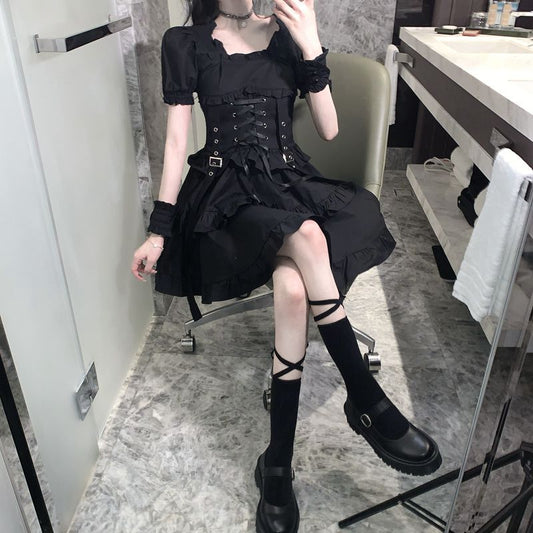 Vestido Gothic Sweet con Volantes y Cordones