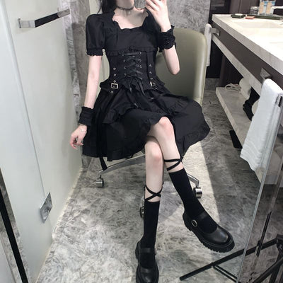 Vestido Gothic Sweet con Volantes y Cordones