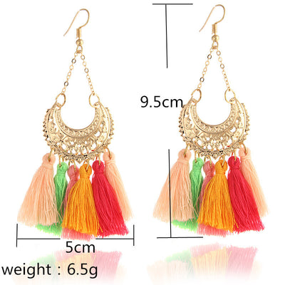 Aretes Bohemios Largos con Borlas - Image 3