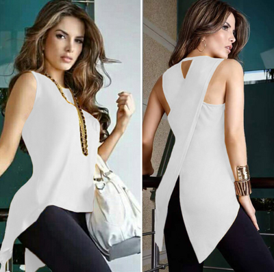 Blusa Asimétrica de Moda con Espalda Cruzada para Primavera y Verano - Image 9