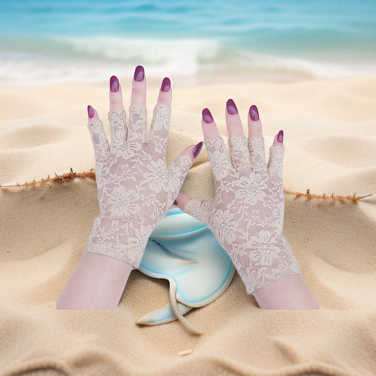 Guantes de Encaje sin Dedos con Protección Solar para Mujer Verano - Image 3