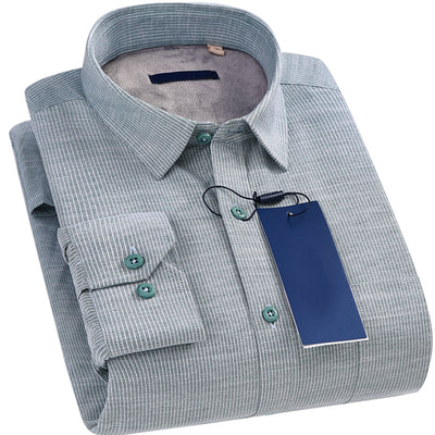 Camisa de Invierno para Hombre con Forro de Terciopelo - Estilo Casual Ejecutivo - Image 7