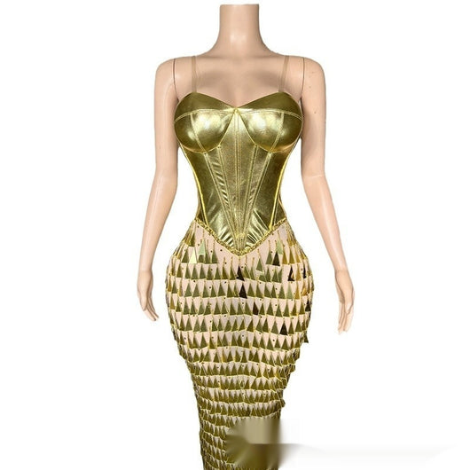 Vestido Sirena Formal Ajustado con Diseño Brillante y Cintura Ceñida - Image 4
