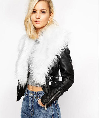 Chaqueta de Cuero PU con Cuello de Pelaje de Zorro Sintético - Image 8