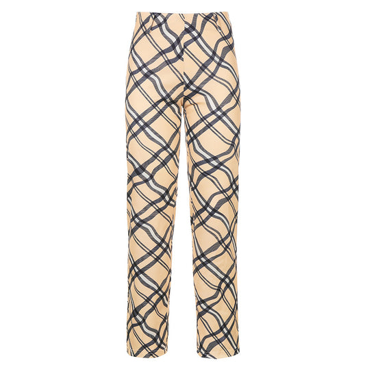 Pantalones Casuales a Cuadros Corte Recto