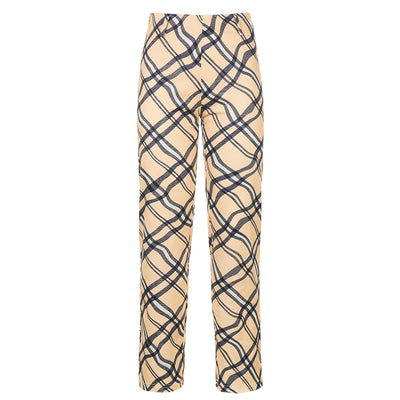 Pantalones Casuales a Cuadros Corte Recto