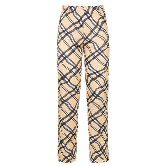 Pantalones Casuales a Cuadros Corte Recto