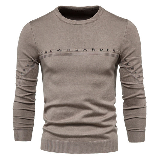 Suéter Tejido para Hombre con Bordado de Letras - Abrigo Base Versátil - Image 5