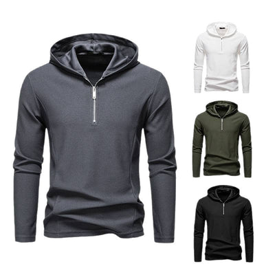 Sudadera Casual con Cierre Medio y Capucha - Manga Larga Colores Sólidos