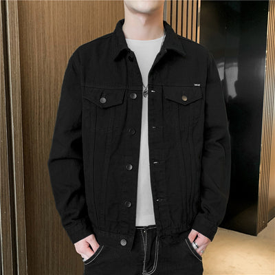 Chaqueta de Trabajo Denim Negro para Hombre - Estilo Versátil Primavera Otoño