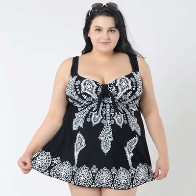 Traje de Baño Falda Dividida Talla Extra Grande con Estampado - Image 8