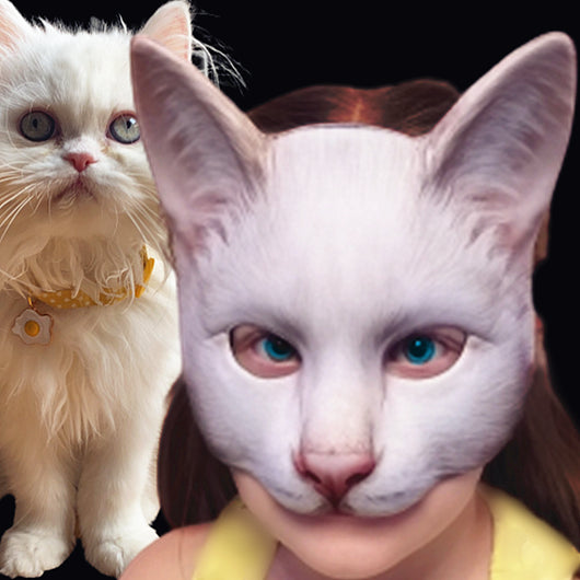 Máscara de Gato Blanco con Impresión Digital de Animales para Mascarada