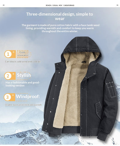 Abrigo de Algodón Cálido para Hombre con Cuello de Piel - Image 16