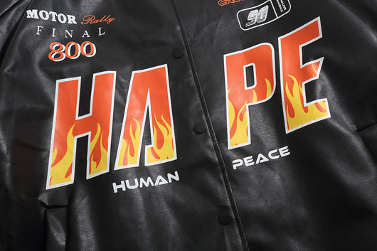 Chaqueta de Cuero PU para Motociclista con Costuras y Estampado - Image 12