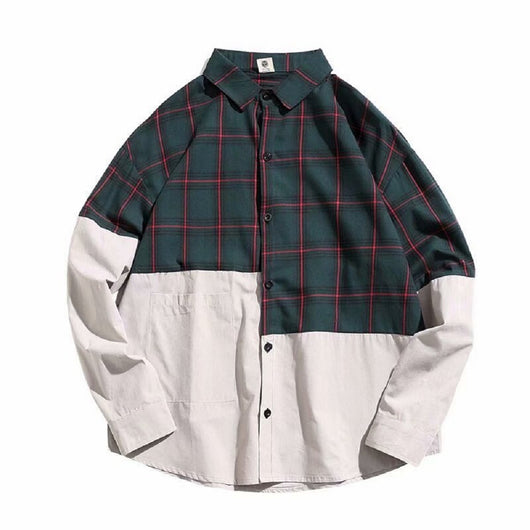 Camisa de Cuadros Japonesa con Costuras Artesanales para Hombre - Image 4