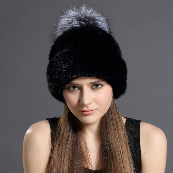 Gorro de Piel de Visón Auténtico
