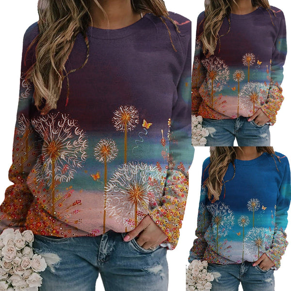 Blusa Casual de Manga Larga Estampada en Terciopelo para Tallas Grandes