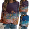 Blusa Casual de Manga Larga Estampada en Terciopelo para Tallas Grandes