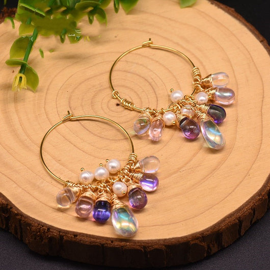 Pendientes de Cristal Checo con Perlas - Image 5