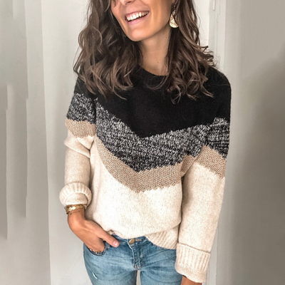 Suéter de cuello redondo con mangas raglán patchwork - Image 18