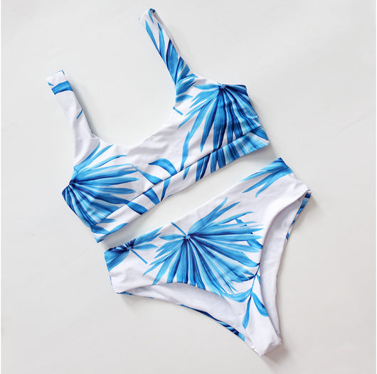 Women's black and white tie-dye two-piece swimsuit with a scoop neck bralette top and high-cut bottom. - Image 13