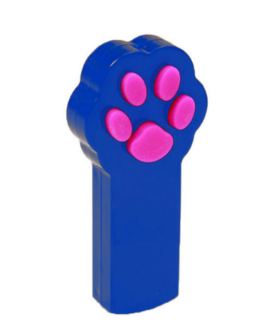 White pet laser pointer toy with a pink cat paw design on top, for interactive play and exercise. - Image 3